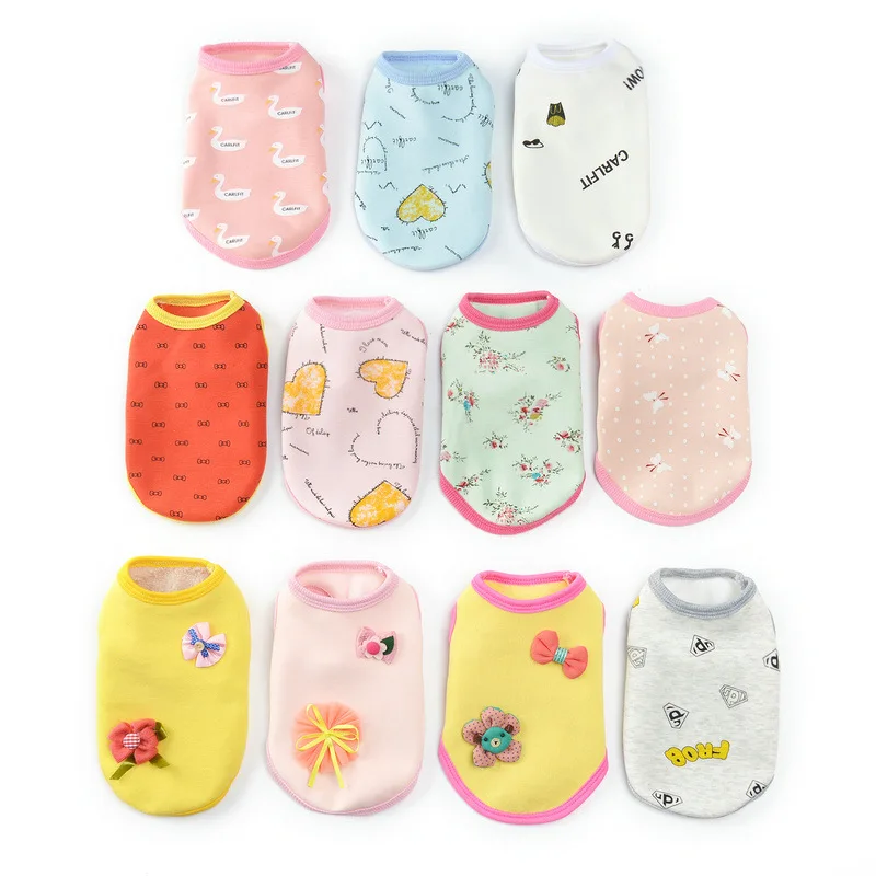 Coats Soft Pet Costumes Small Dog Designer Clothes Cotton Cute Clear Bag Print Plus Size Summer Clothes Vests dog clothing