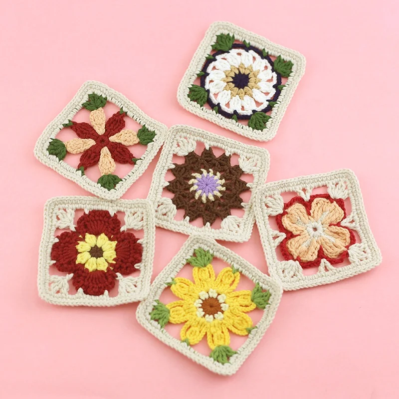 Granny Square Crochet applique flower patches applique logo applique for dresses pillow DIY crochet accessories