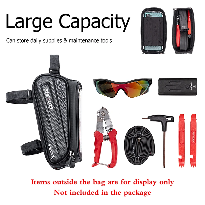 OEM/ODM BUCKLOS Frame Front Top Tube Bicycle Pannier Bag Waterproof Bike Bag 6.5in Phone Case Touchscreen MTB Bag Pack