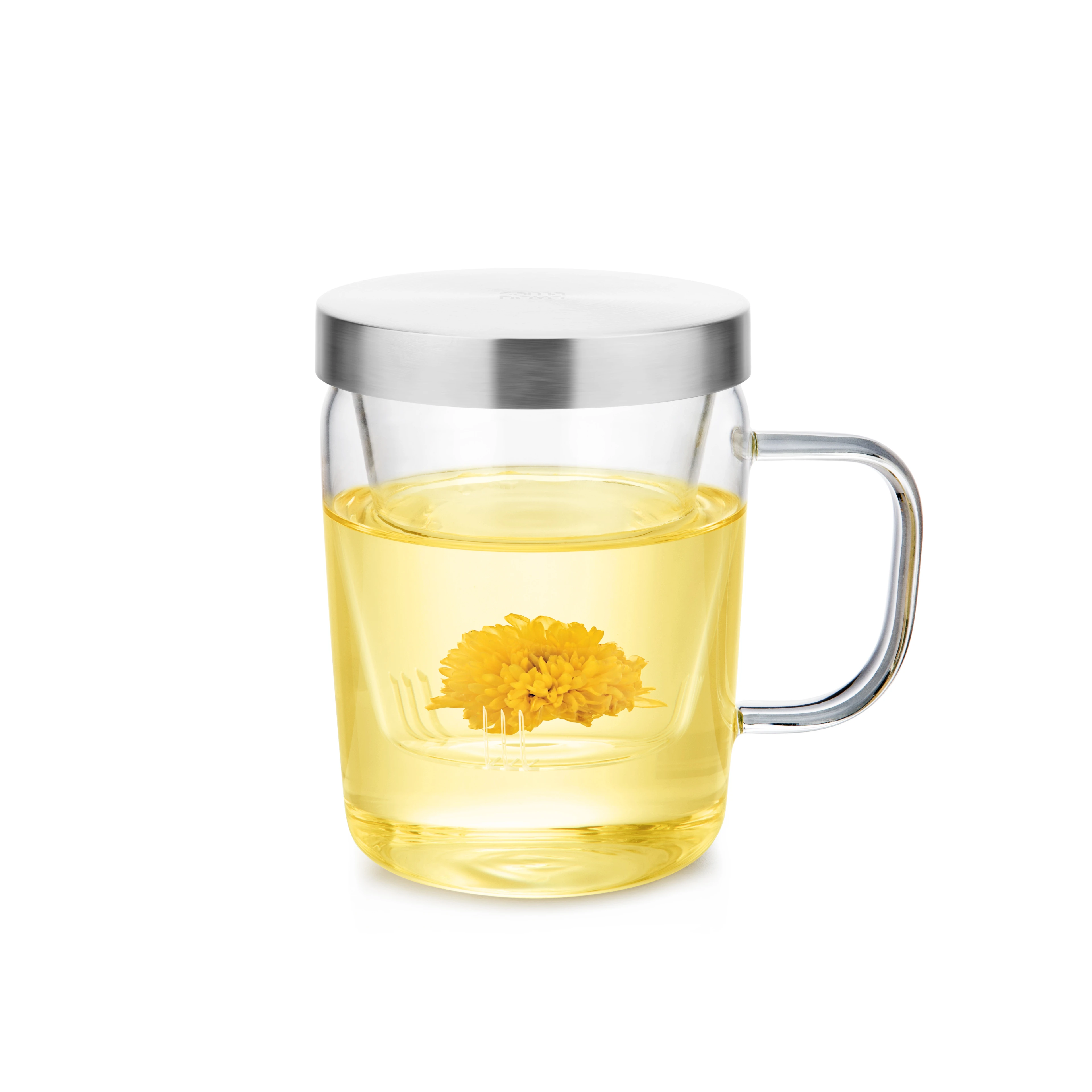Samadoyo Clear Glass Mug With Glass Infuser and Stainless Steel Lid for Loose Tea