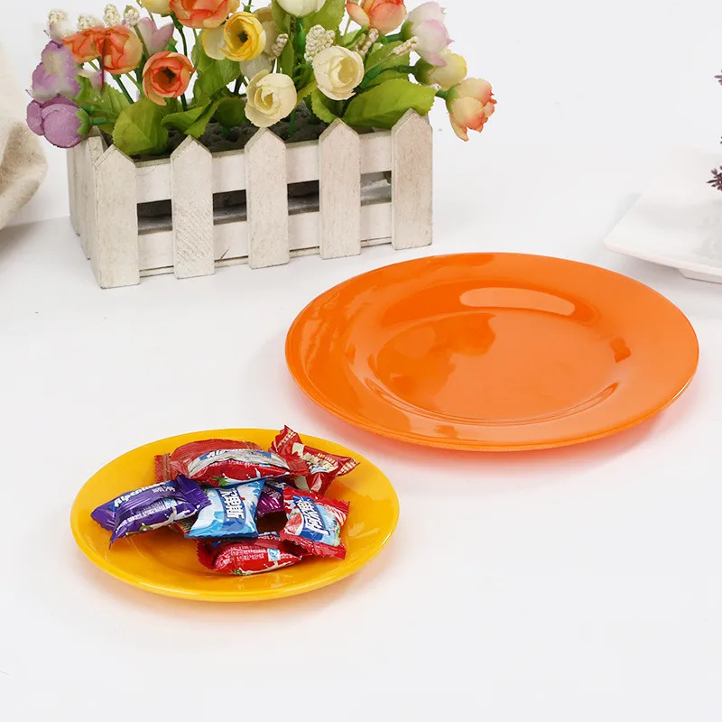 Plastic Round Plates Dishes Salad Snack Fruit Plate Picnic Dishes Unbreakable Kitchen Dinnerware