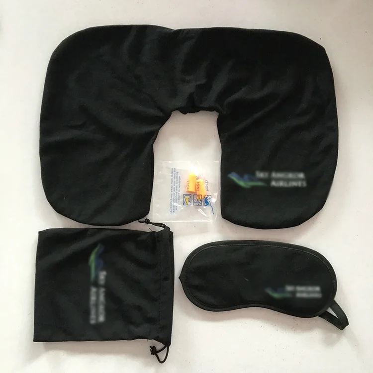 5 in 1 portable inflatable travel kit with neck pillow, eye mask, earplug, slipper, pvc bag