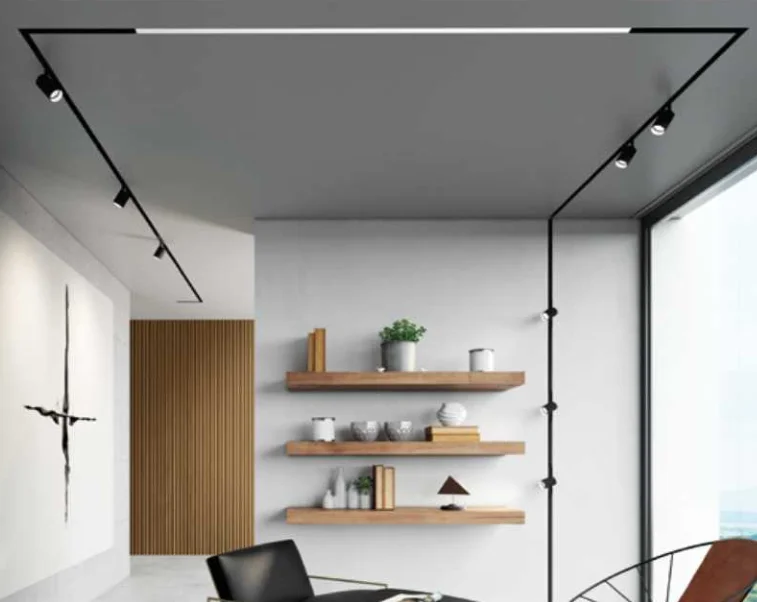 LED rectangle shape magnetic Track light system 90 corner light use in Living room