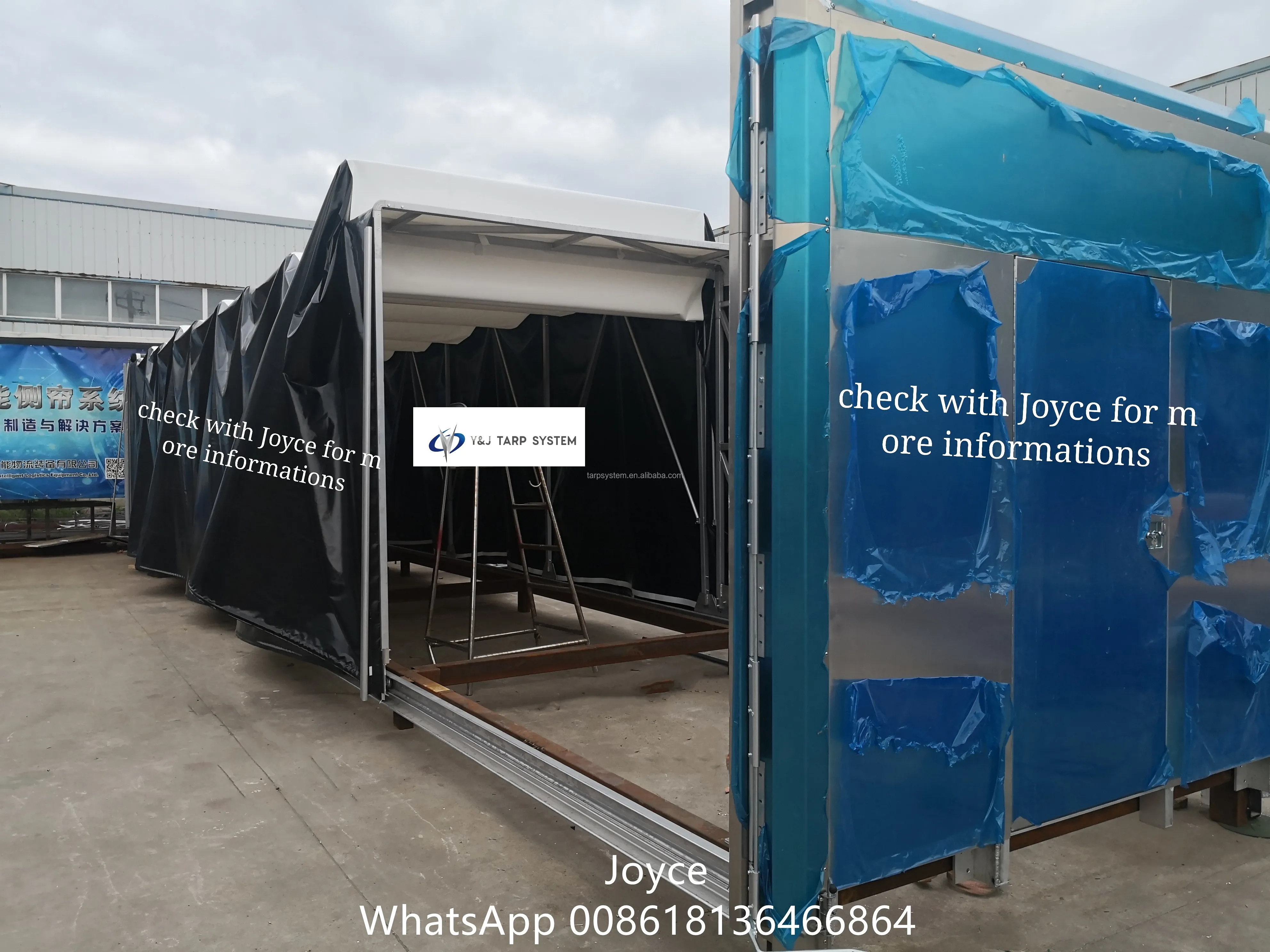 Custom light weight retractable sliding flatbed trailer tarping systems