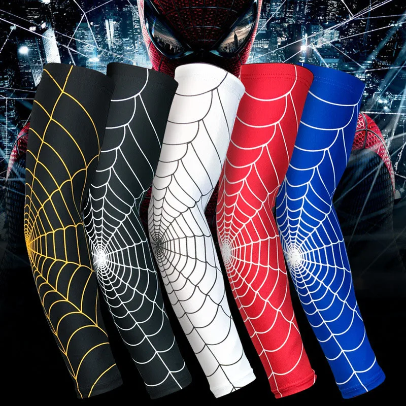 Uv Protection Compression Sports Spiderman Arm Sleeves Tennis Cycling Arm Guard Sleeve