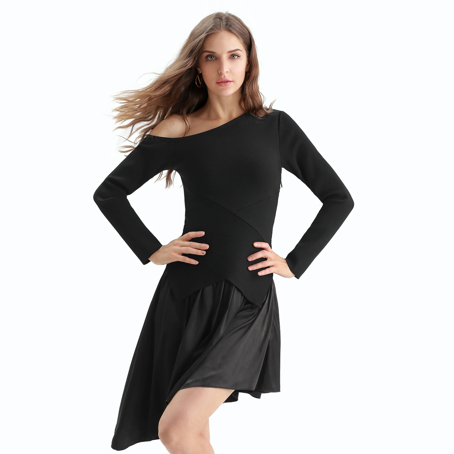 
Lady Elegant Plus Size Evening One Shoulder Casual Dresses 