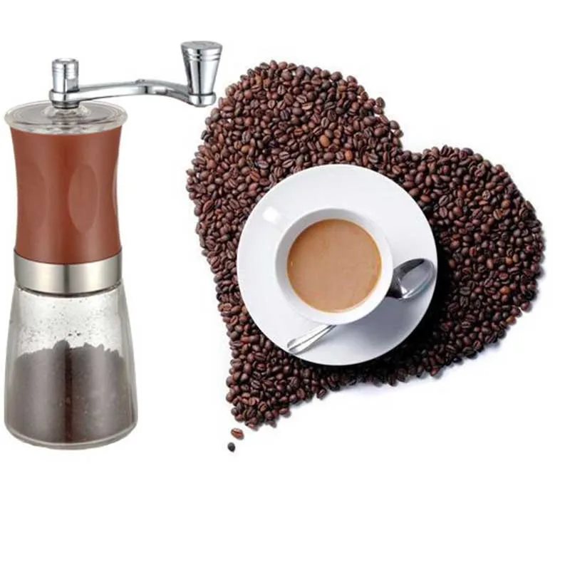 New Handheld Coffee Grinder Portable Home Mini Coffee Machine Wholesale Manual Glass Bottle Coffee Mill