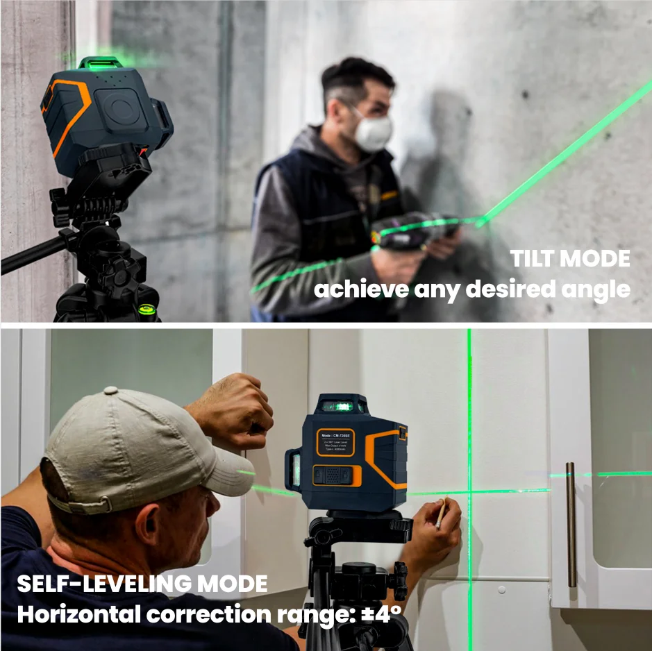 CIGMAN CM-720SE Rotary Laser Level Professional Beam Level Laser 8 Lines Vertical & Horizontal Lazer Levels