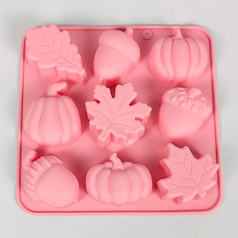 DIY 9 Cavity Leaf Pine Nut Pumpkin Chocolate Candy Cookie Fondant Cake Silicone Mold