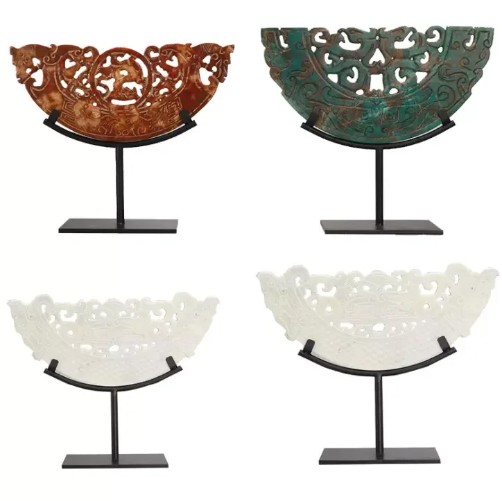 Natural jade stone carving gifts natural jade carving ornaments jade bi