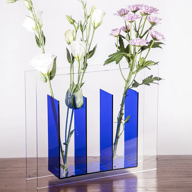 New Creative Acrylic Vases Home Wedding Decoration Plexiglass Flower Vase Modern Clear Acrylic Vase