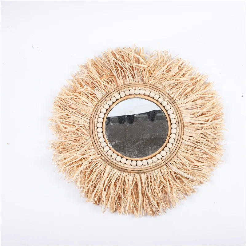 Vanity Raffia Mirror Wall Decor Decorative Mirror Furniture Living Room