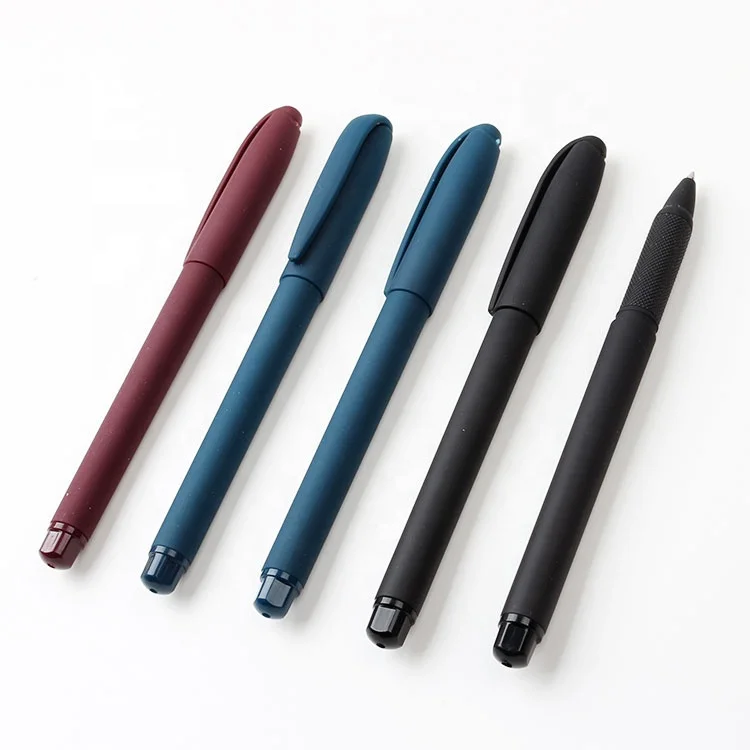 Adult simple competitive standard business souvenir silk printed fluent silicone gel pen with rubber grip