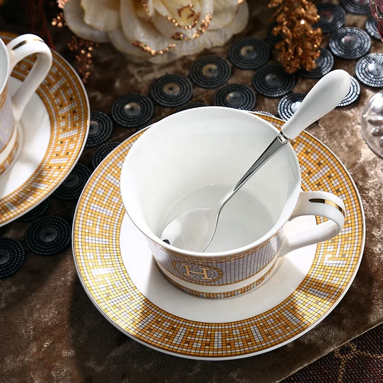 New Bulk new bone china printed ceramic porcelain tea coffee cup and saucer set