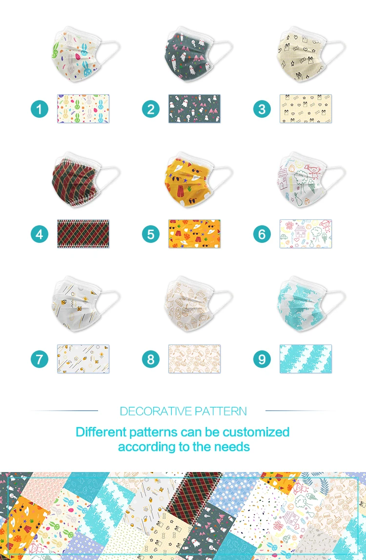 
Printed 3Ply Disposable Face Masks Coloured 