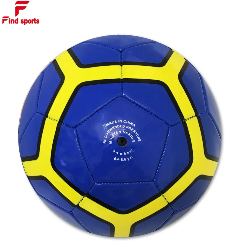 popular training strike design football PVC machine stitched ball with inflating needles for kids soccer ball size 4 in blue red