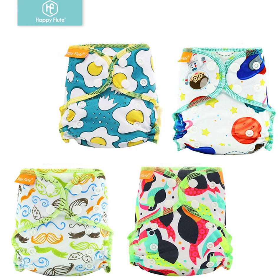 Happyflute Soft Waterproof fabric cloth diapers babies washable AIO newborn bamboo cotton diaper free sample