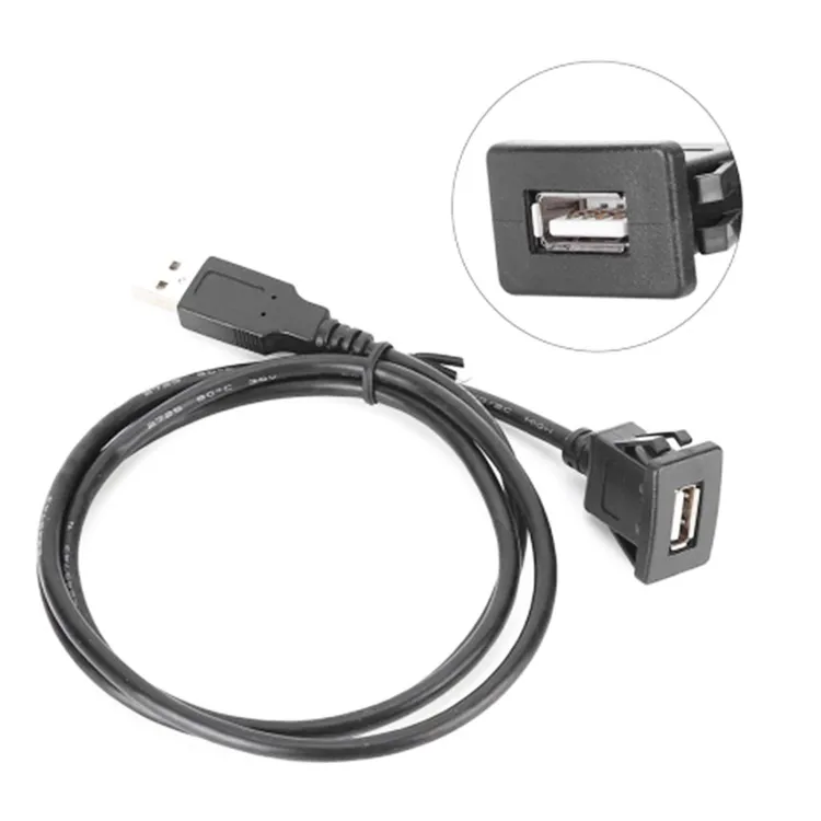 1meter USB single port Square 2.0 male to female  data cable USB Car Front Panel  Mount cable