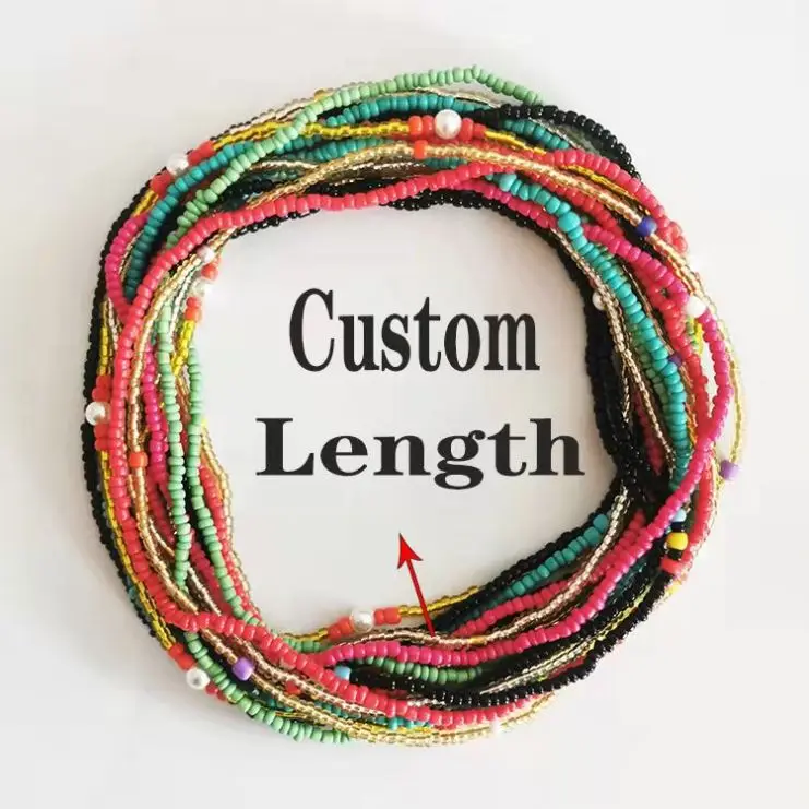 Girl colorful body navel chain elastic African waist bead beach bikini waist chain