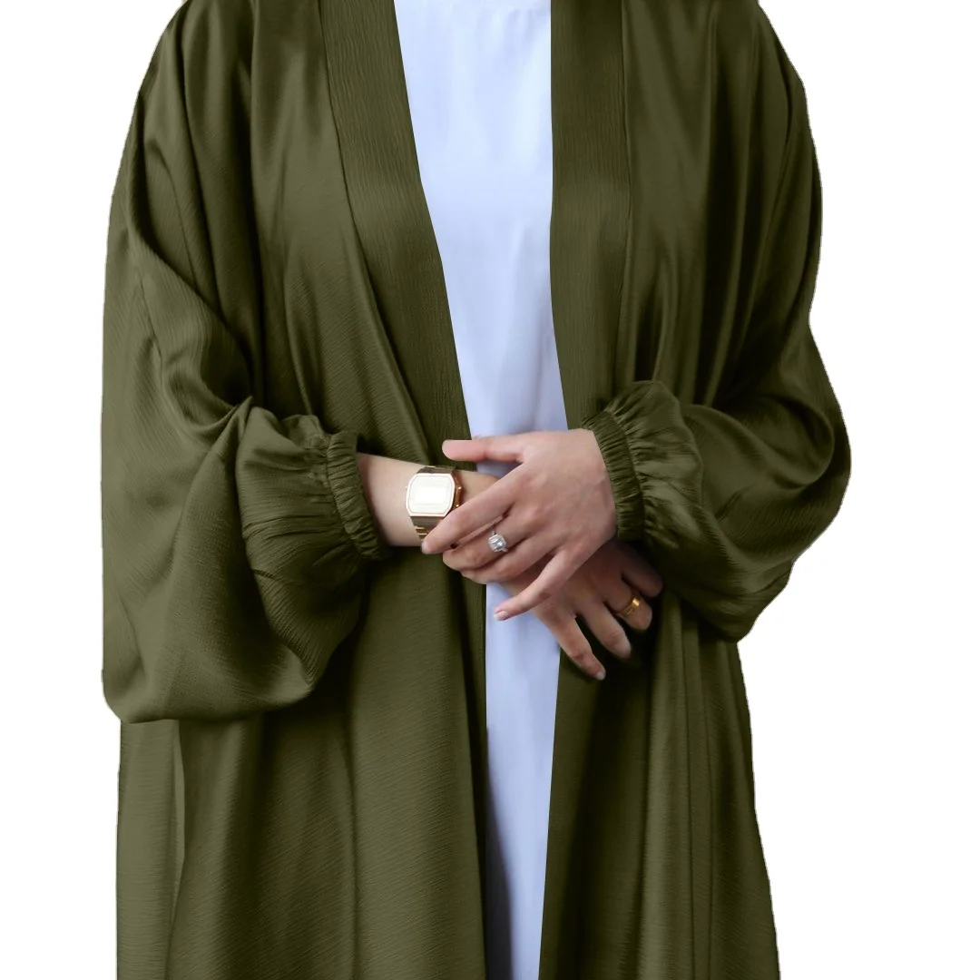 New Design Turkey Solid Color Dress Arabic Layered Long Cardigan Dress Muslim Dubai Women Front Open Abaya