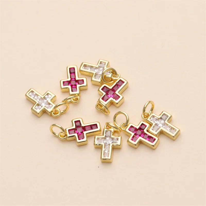 Wholesale  18K Brass  Gold Plated Cross Charms For Bracelet Making DIY