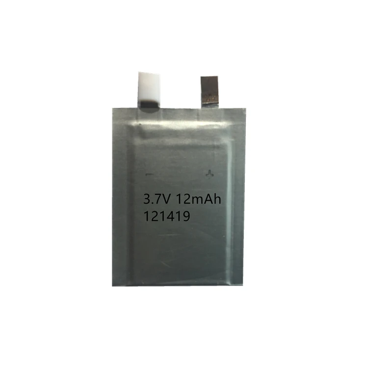 3.7V 121419 ultra thin lipo 12mAh for wearable electronic device 1.20mm thickness
