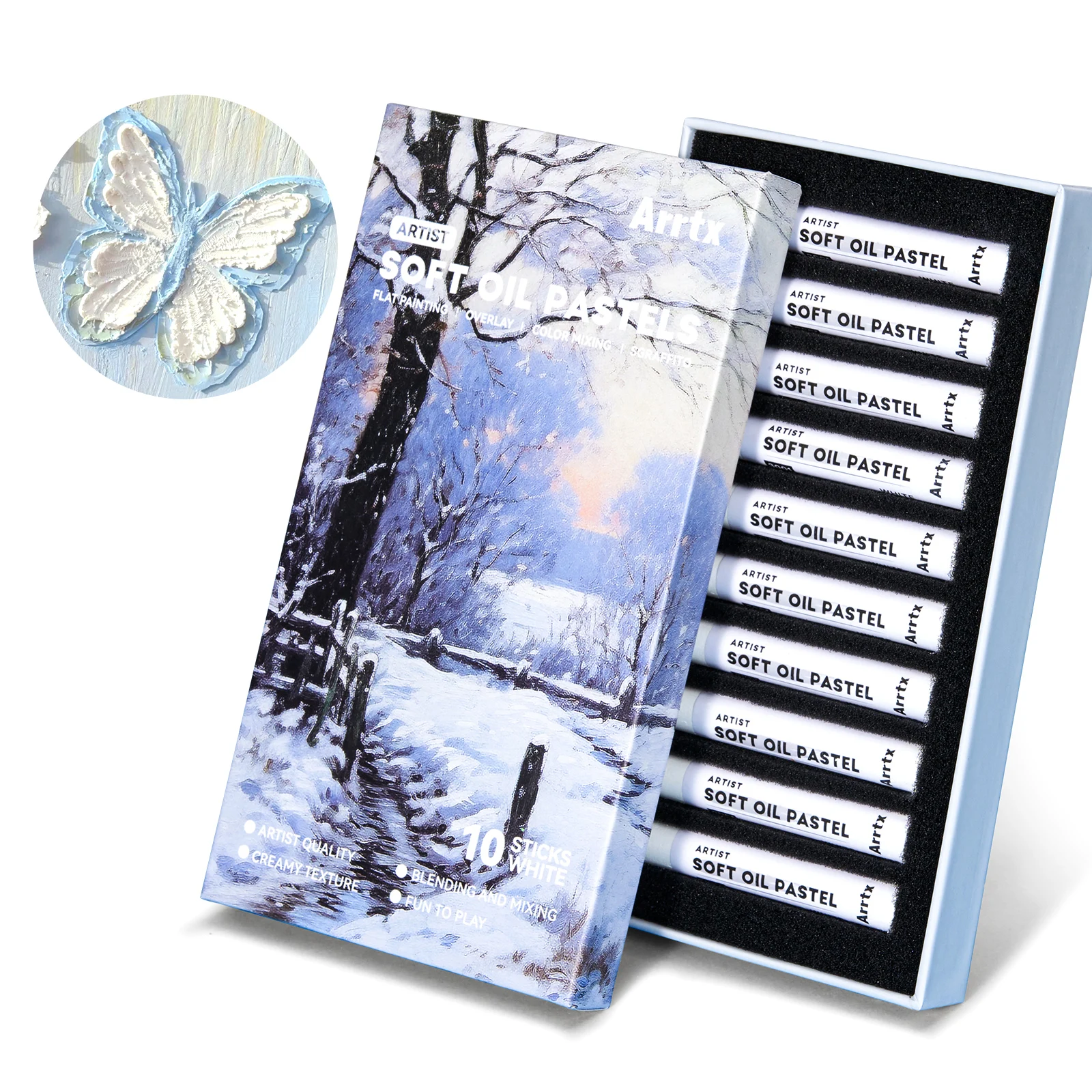 AOP-S01-W10 10PCS White Color Soft Oil pastels Set