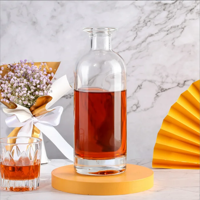 Luxury Empty Packing 750 ml Frosted Bulk Foreign Vodka Wine Bottle Clear Glass Tequila Wine Bottles 500 ml 75cl 750ml With Cork