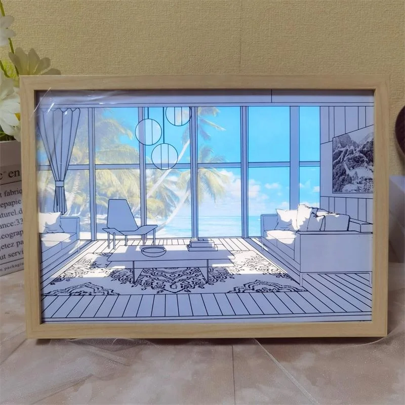 Creative Home Decor Original Art Acrylic Screen Layer Colorful Painting And Sketching Changed Led Light Pop Art Panting gift