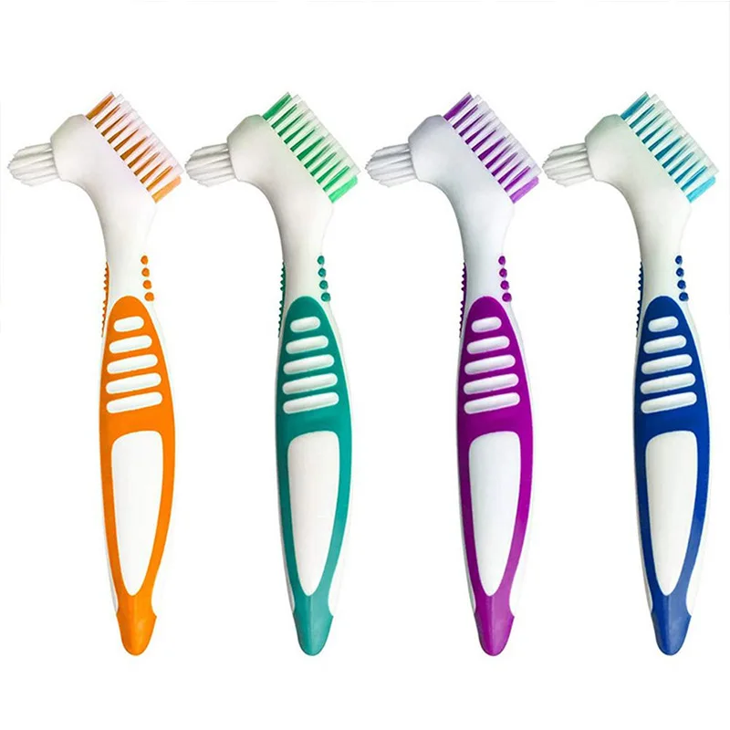 Hot Selling Double Sided Denture Brush Denture Toothbrush Cleaning Brush False Teeth Cleaning Brush For Denture Care
