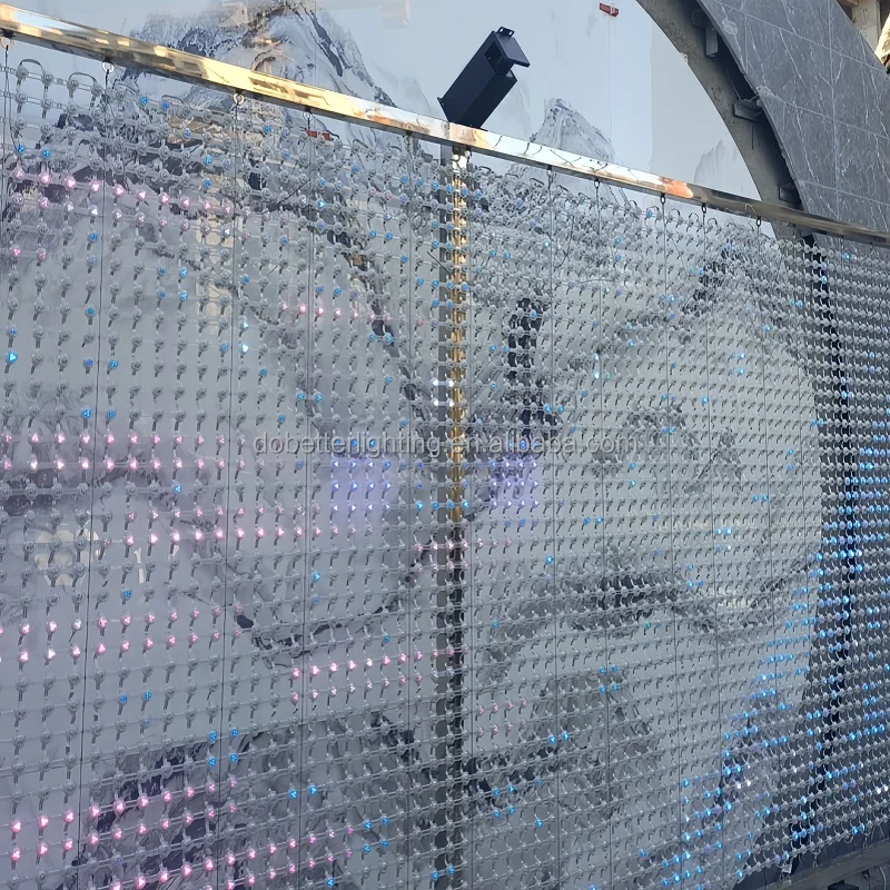 Flexible IP68 Waterproof LED Mesh Display Screen for Glass Curtain Building Grid Pixel point Light  LED Screen Artnet  control