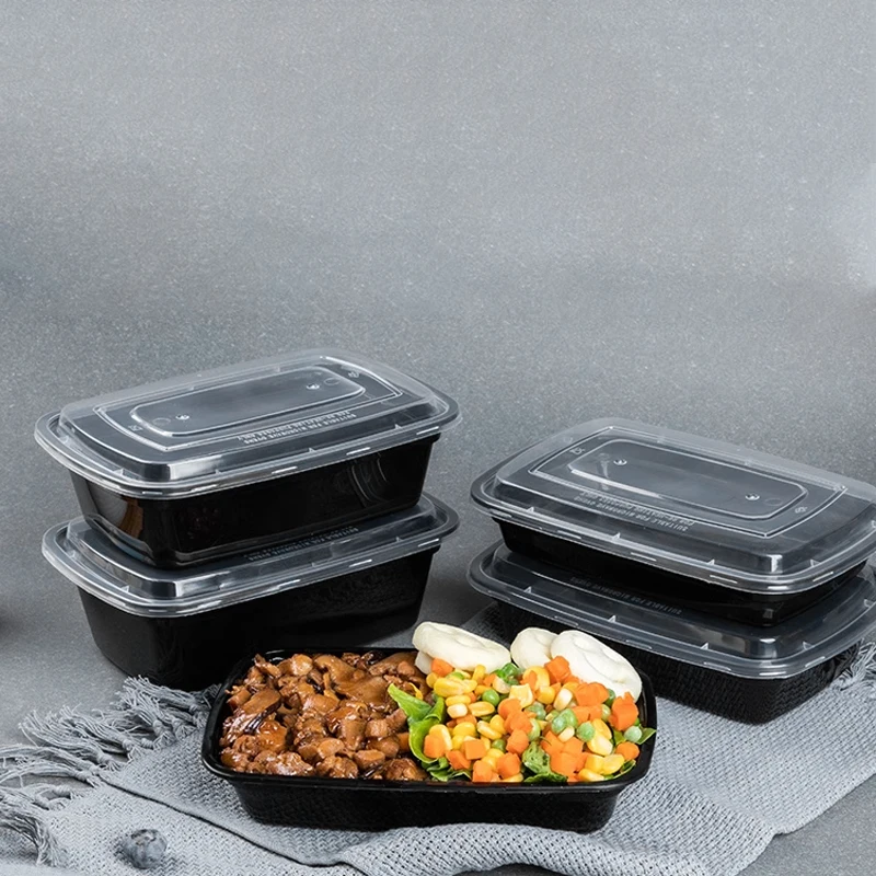 Thickened sheet 1000ml Microwave food Lunch Box Disposable Plastic Meal Perp Container with clear lids