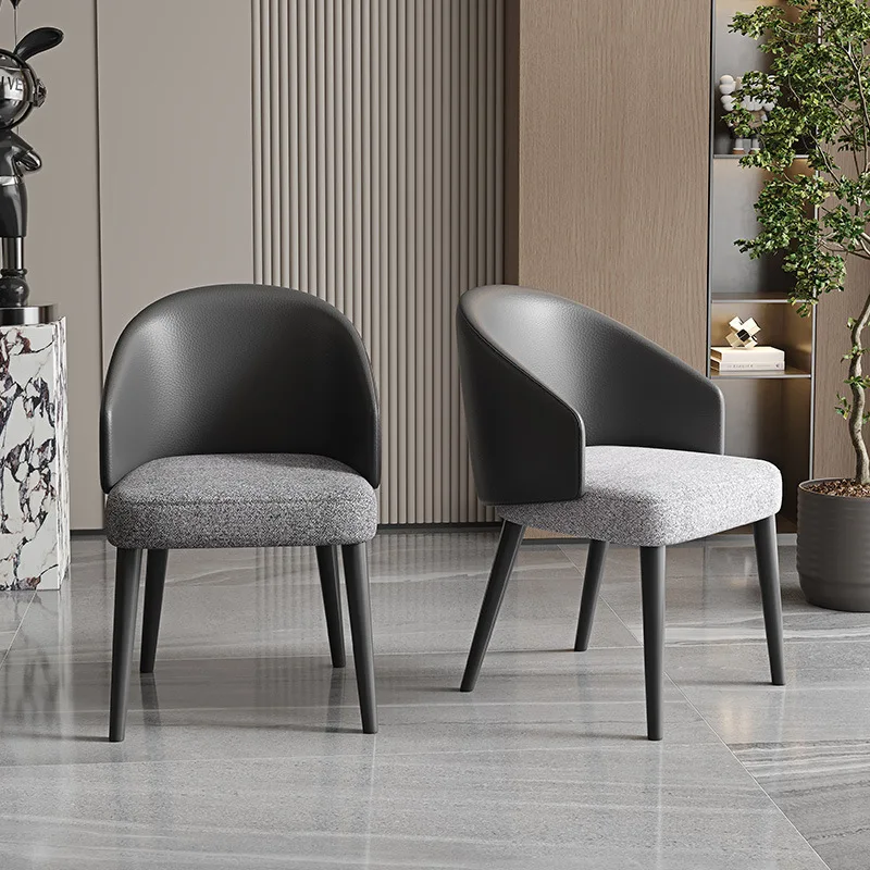 Factory Price Italian Creative Color Blocking Iron Backrest Home Cafe Furniture Leather Restaurant Dining Chairs