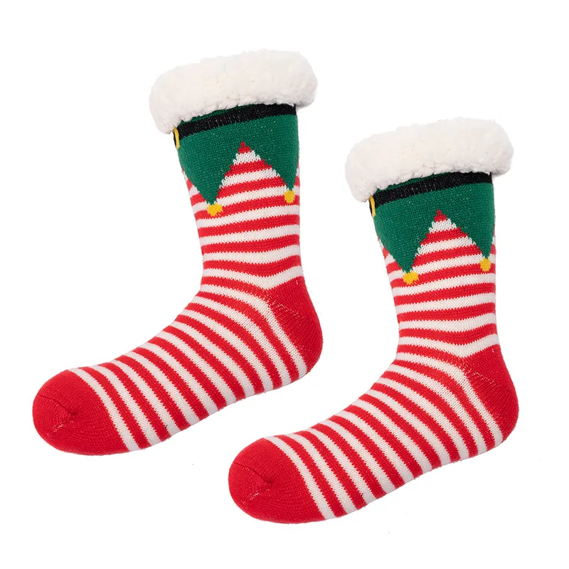 Female Male Christmas Slipper Socks Fuzzy Thick Warm Heavy Fleece Lined Winter Socks Christmas Stockings