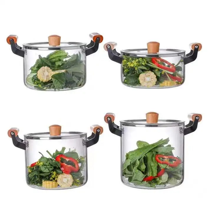Hot Sale Cheap 2.5l/3.5l/4.5l/5.5l  High Borosilicate Clear Glass Cooking Pot For Kitchen