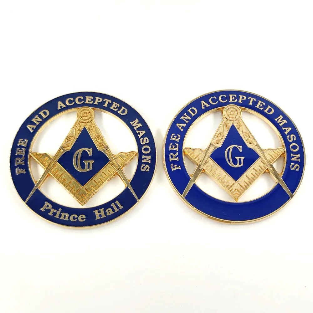 Freemasons металлический автомобильный значок Золотой и синий принц зал бесплатно принимается масонский автомобиль эмблема
