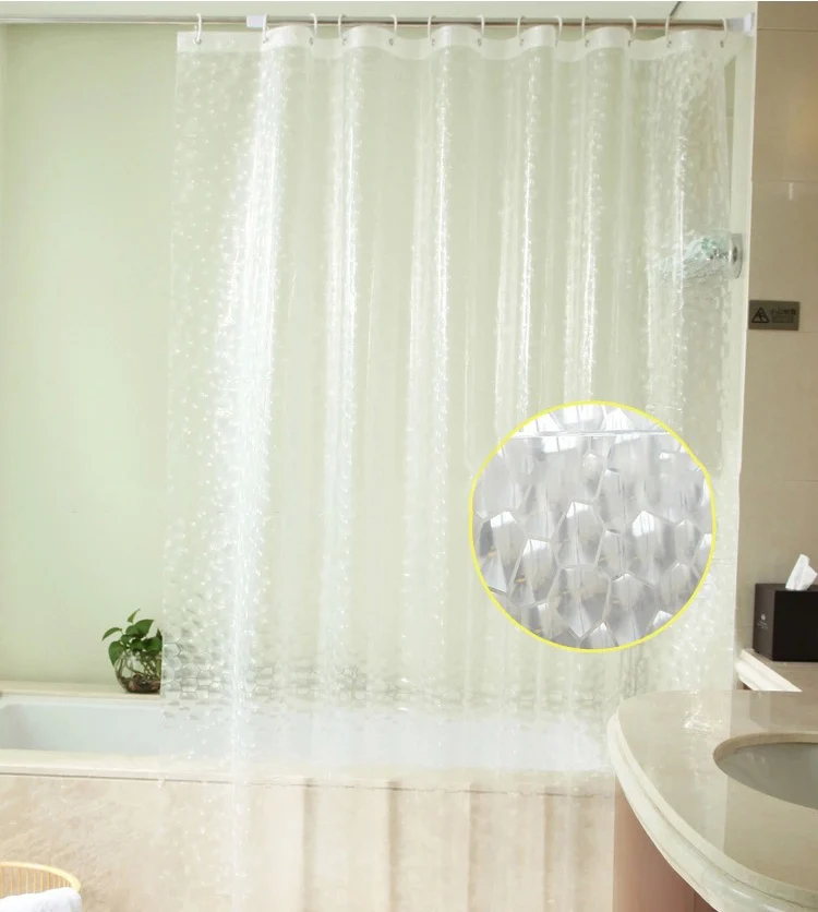 Transparent Customized Size Style Water Cube, Prismatic Ripple PVEA Waterproof Shower Curtain