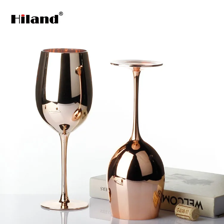 
Hot selling products pressed novelty vintage wedding goblet wine glass set Rose gold wine glass 