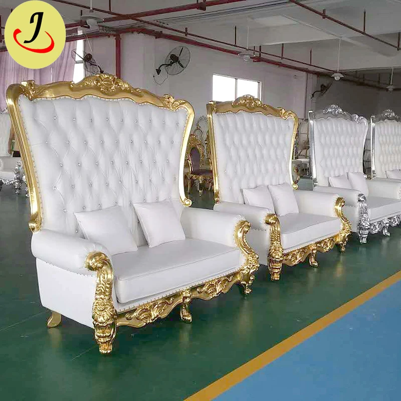 Hot sale two seat luxury gold King throne sofa Chais for wedding/party