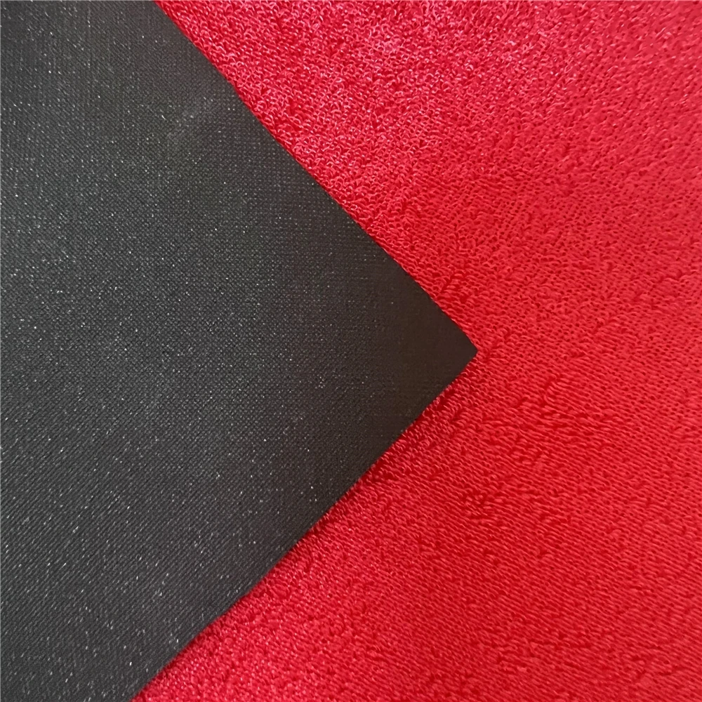 UOO Manufacturer 3mm Black CR Embossed Sharkskin Neoprene Long Terry Mercerized Loop Brush Neoprene Fabric for Orthopedic Items