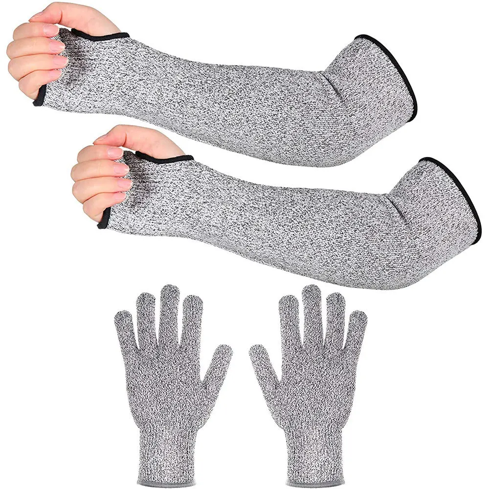 Five-Stage Anti-Cut Protective Security Sleeves Reinforced Anti-Cut Arm Guards with Velcro Thumb Buckle Safety Gloves