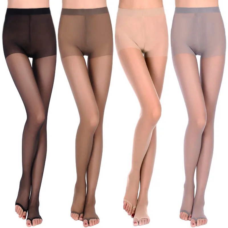 Wholesale summer nylon transparent seamless toeless open toe pantyhose for women