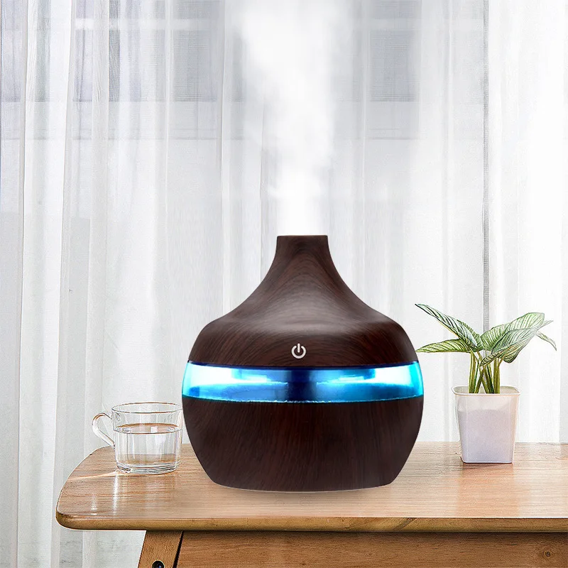 300ML USB design Electric desk Aroma Diffuser Mist Wood Grain Oil Aromatherapy  led light  Air Humidifier