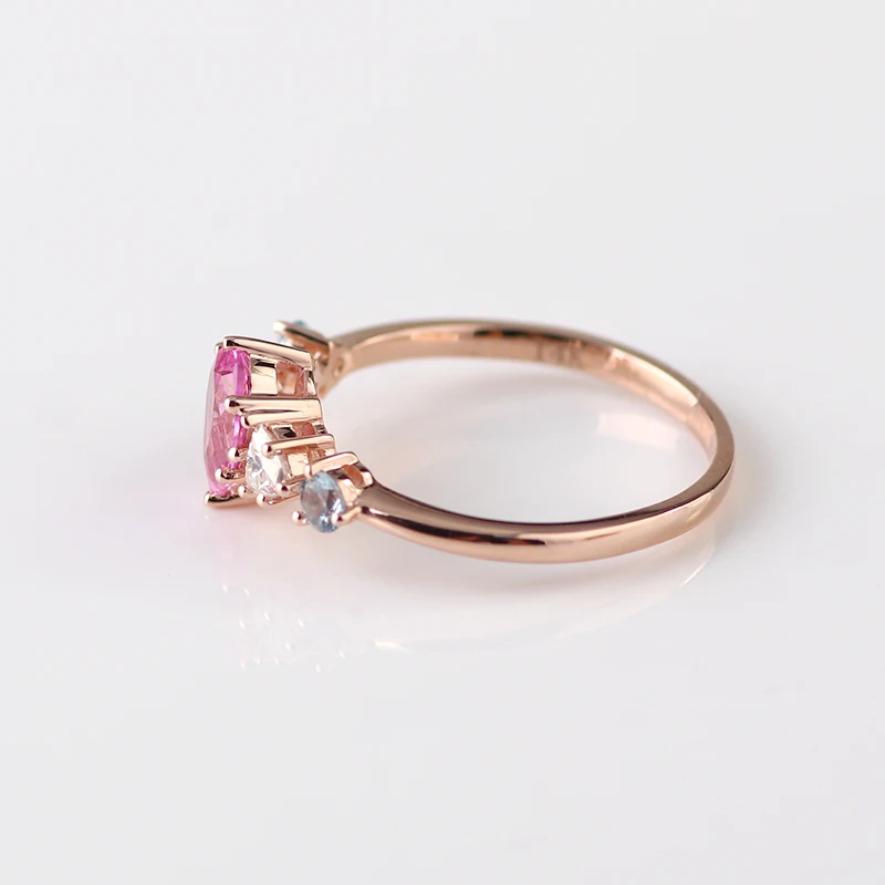 5*7mm Ruby Gemstone Solid 14K Rose Gold Engagement Gold Wedding Ring Pear Cut Ring for Ladies