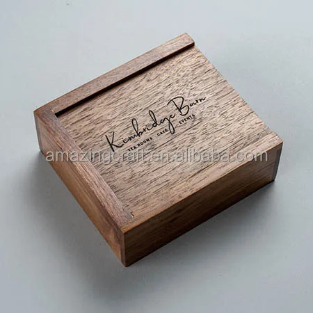 Wholesale USB Flash Drive Slide Wood Gift Box Package with Laser Engraved Logo