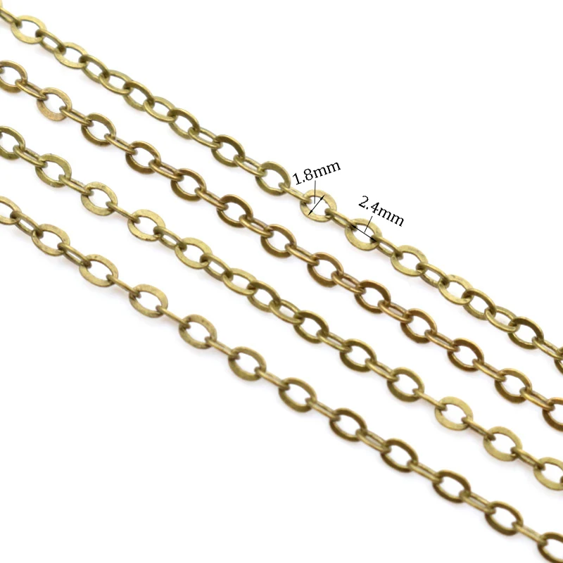 5 Meters/lot 2.4x1.8mm 5 Colors Plated Welded Iron Cable Chains Necklace DIY Jewelry Making Findings Accessories