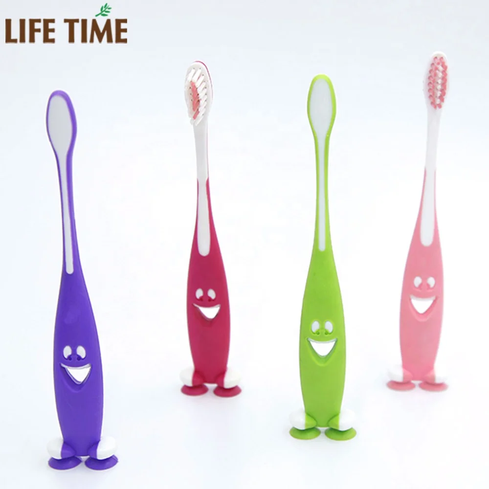 High quality tooth brush manufacturer soft bristle children cepillo suction cup stand kids child toothbrush
