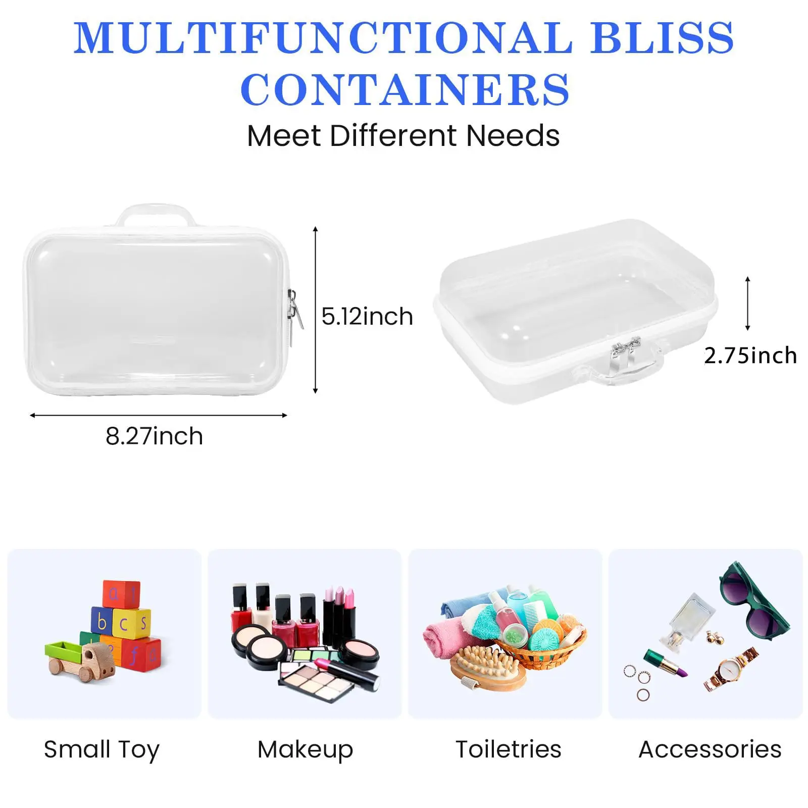 Clear Hard Zipper Pouch Bliss Zippered Storage Bins For Building Blocks Puzzles Cosmetics Small Items Stationery Accessories