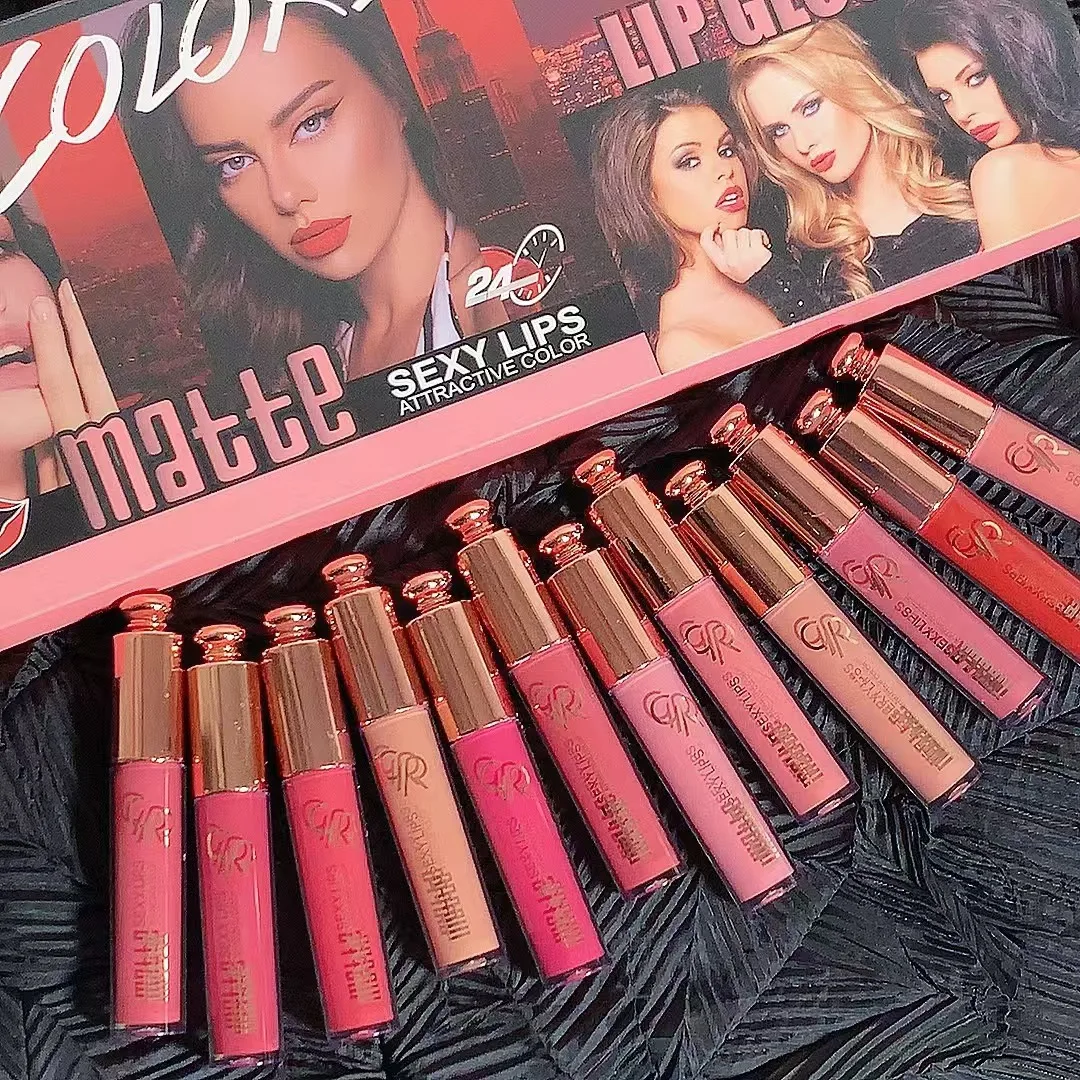 Bestselling 12 color glossy lip gloss set matte velvet European and American makeup lip gloss spot wholesale