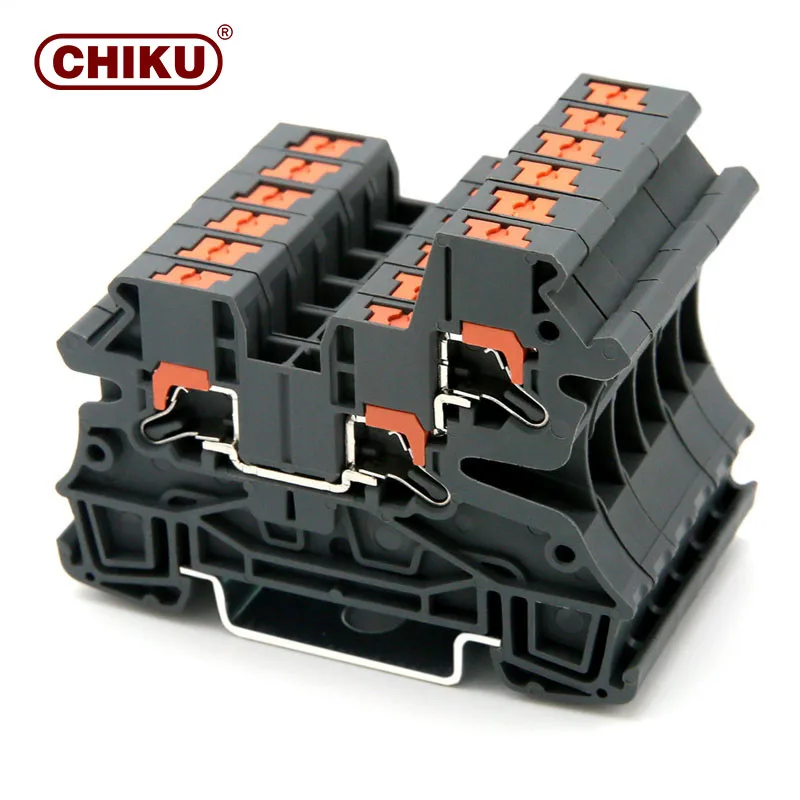 CHIKU UL Spring Push In Connector RPI 4-TWIN Din Rail Terminal Blocks 1000V for Wiring